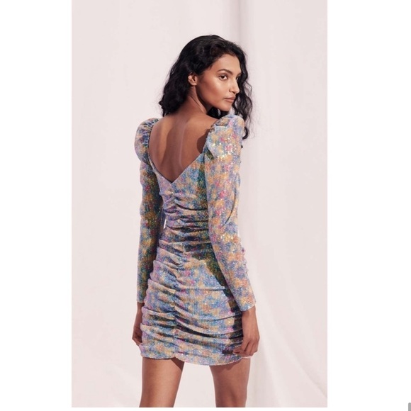 NEW! SAYLOR Lawren Multicolor Sequin Ruched Long Sleeve Mini Dress ✨Small NWT! - Picture 9 of 14